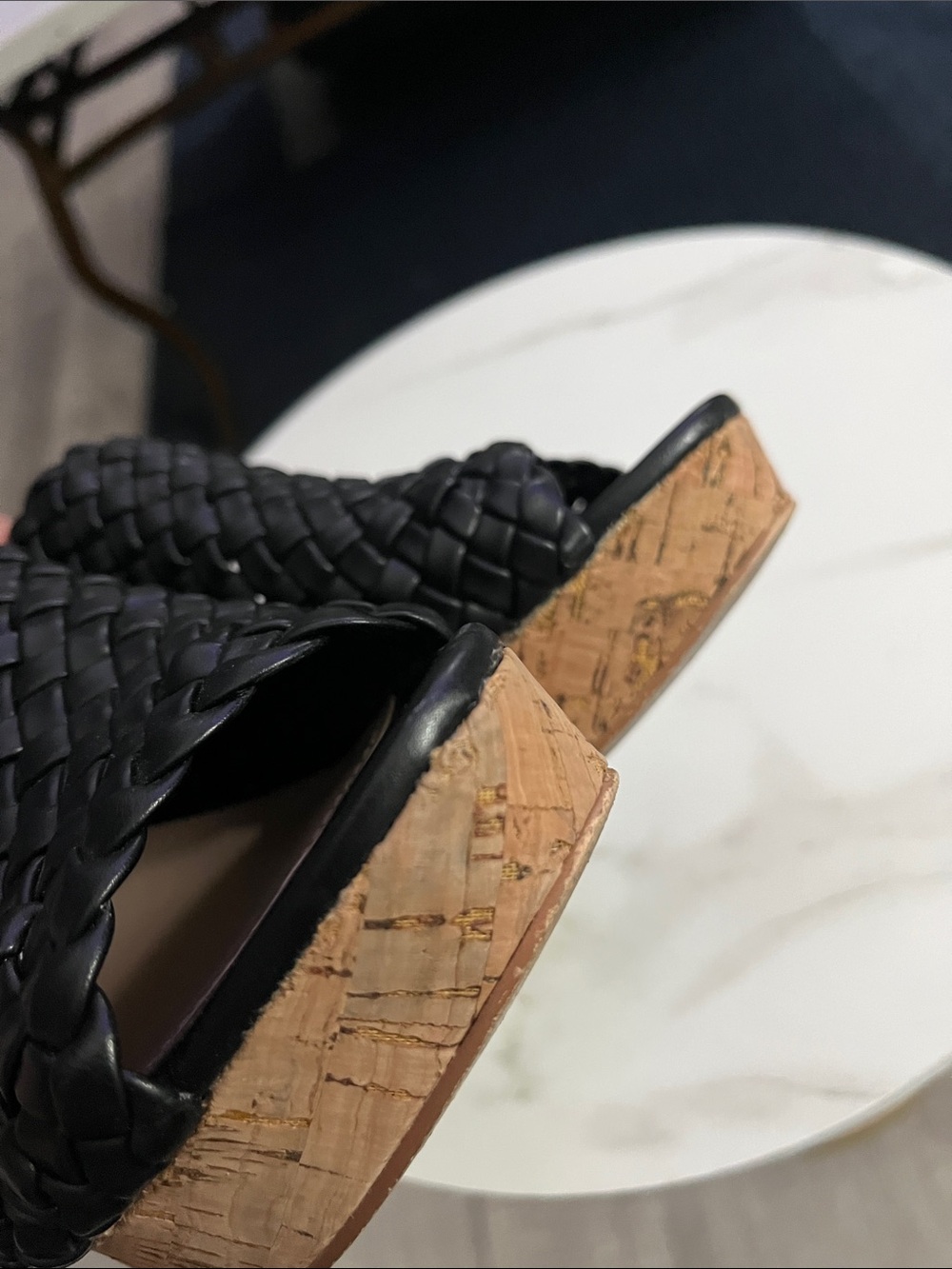 Charlies Black Woven Leather Slide Heels - Picture 5 of 11
